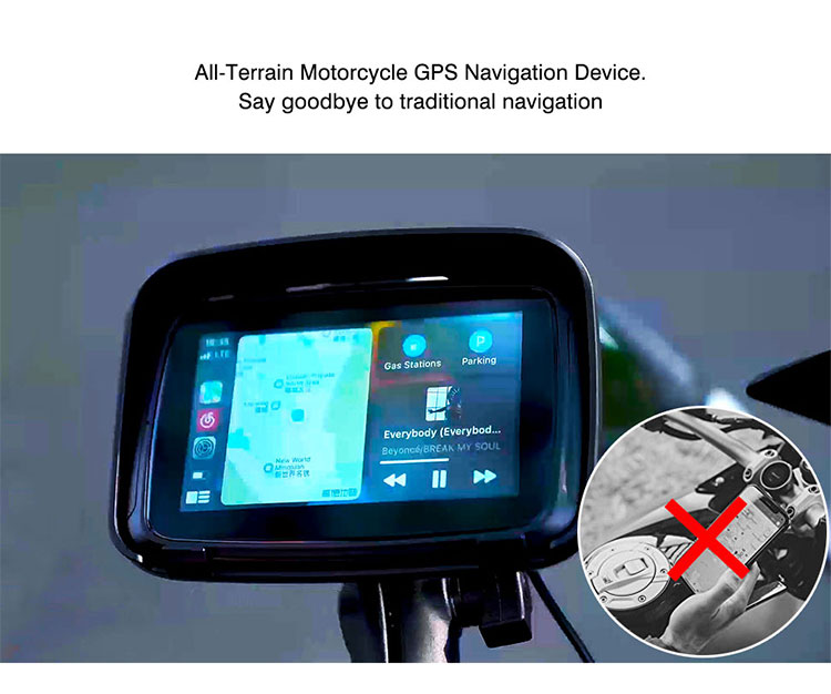 1-3.jpg Motorsykkel GPS CarPlay Android Auto-skjerm for motorsykler - Bilde 4