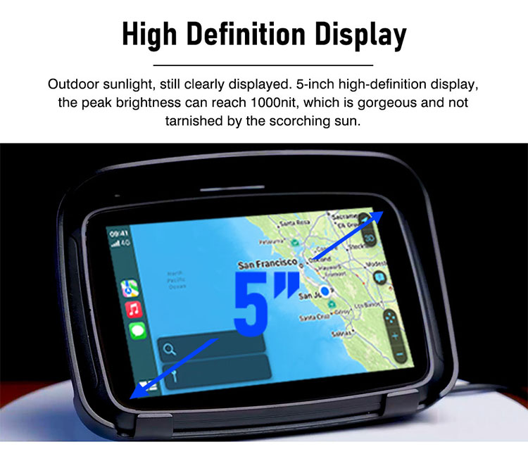 1-4.jpg Motorsykkel GPS CarPlay Android Auto-skjerm for motorsykler - Bilde 5